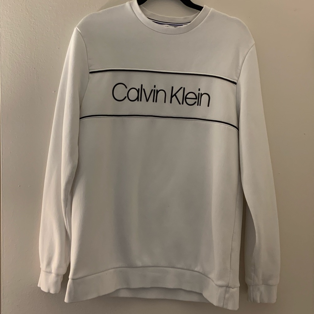 White Calvin Klein Crew Neck Sweatshirt